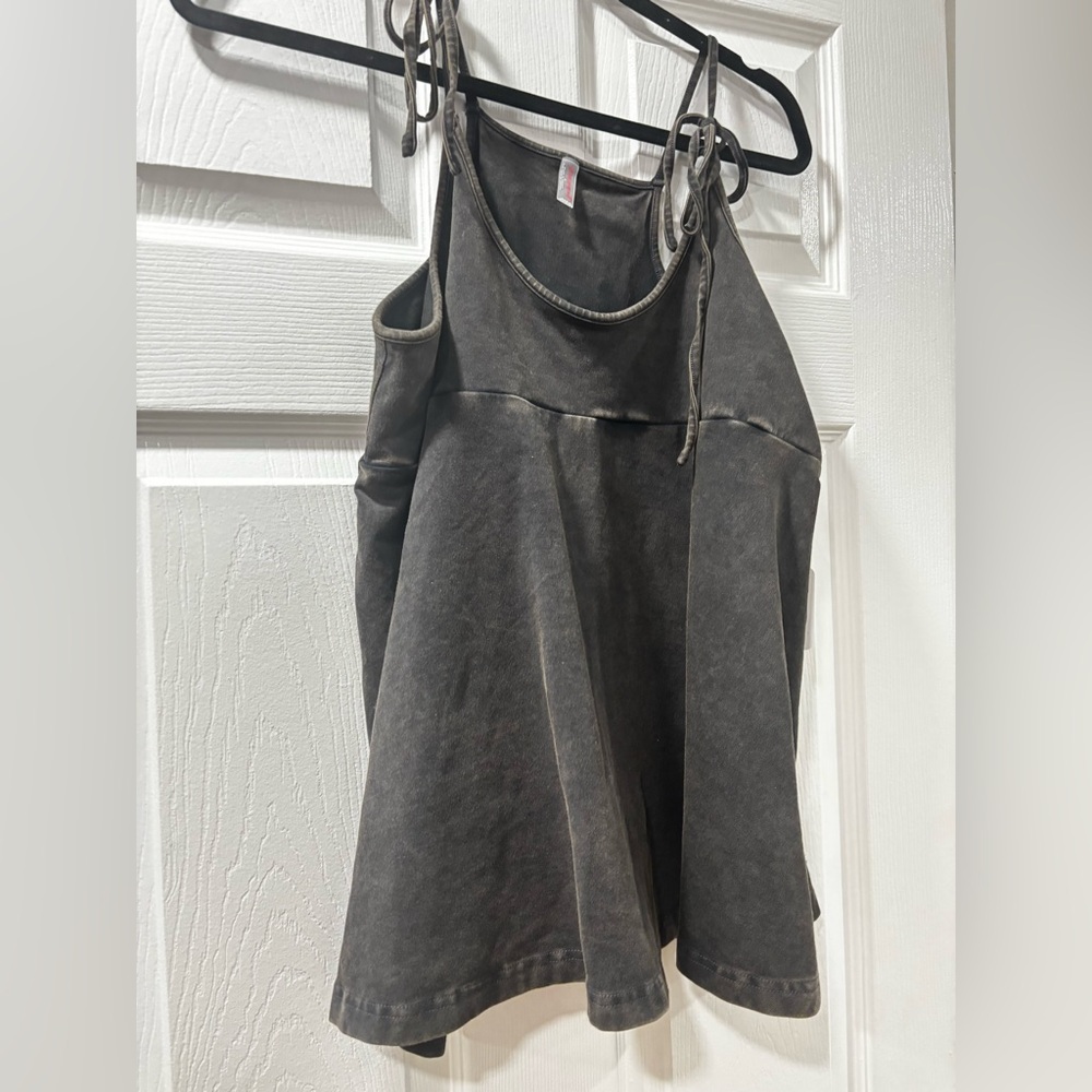 Free People Gray Babydoll Tank Top